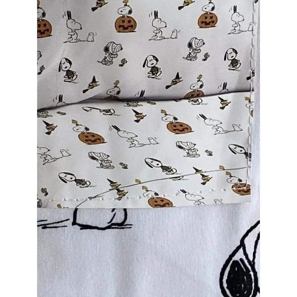 Peanuts Snoopy Halloween Costumes QUEEN Sheet‎ Set Ghost Mummy Skeleton NEW